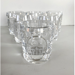 SET 6 BICCHIERI WHISKY GIN CRISTALLO MOLATO M. Varisco TV STEMMA ARALDICO 3 GRU