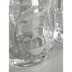 SET 6 BICCHIERI WHISKY GIN CRISTALLO MOLATO M. Varisco TV STEMMA ARALDICO 3 GRU