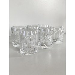 SET 6 BICCHIERI WHISKY GIN CRISTALLO MOLATO M. Varisco TV STEMMA ARALDICO 3 GRU