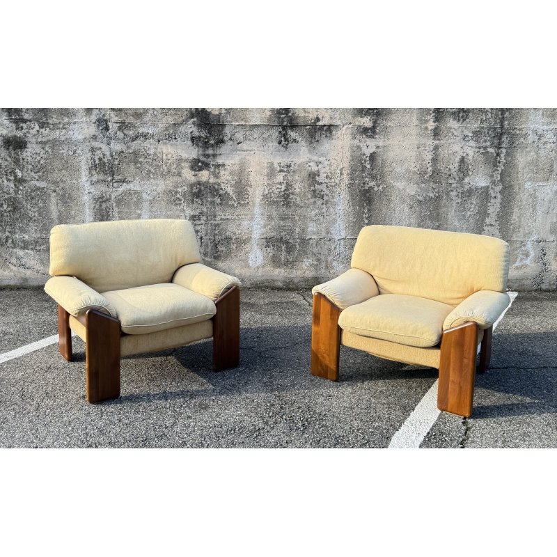 COPPIA POLTRONA Mario Marenco DESIGN 1970 Mobilgirgi ARMCHAIR LEGNO DIVANO ITALY