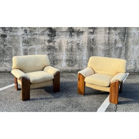 COPPIA POLTRONA Mario Marenco DESIGN 1970 Mobilgirgi ARMCHAIR LEGNO DIVANO ITALY