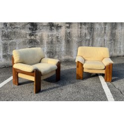 COPPIA POLTRONA Mario Marenco DESIGN 1970 Mobilgirgi ARMCHAIR LEGNO DIVANO ITALY