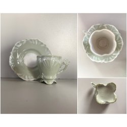 SERVIZIO Caffè 12 pers. PORCELLANA Jugendstil ART NOUVEAU BIANCO VERDE AUSTRIA