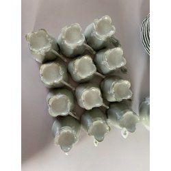 SERVIZIO Caffè 12 pers. PORCELLANA Jugendstil ART NOUVEAU BIANCO VERDE AUSTRIA