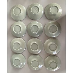 SERVIZIO Caffè 12 pers. PORCELLANA Jugendstil ART NOUVEAU BIANCO VERDE AUSTRIA