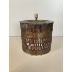 CONTENITORE  BRUTALISTA Celeste Gallinaro METALLO MARTELLATO COPERCHIO '60