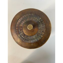 CONTENITORE  BRUTALISTA Celeste Gallinaro METALLO MARTELLATO COPERCHIO '60