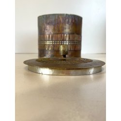 CONTENITORE  BRUTALISTA Celeste Gallinaro METALLO MARTELLATO COPERCHIO '60