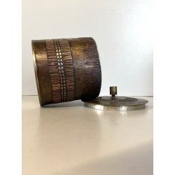 CONTENITORE  BRUTALISTA Celeste Gallinaro METALLO MARTELLATO COPERCHIO '60