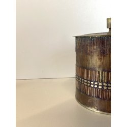 CONTENITORE  BRUTALISTA Celeste Gallinaro METALLO MARTELLATO COPERCHIO '60