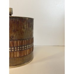 CONTENITORE  BRUTALISTA Celeste Gallinaro METALLO MARTELLATO COPERCHIO '60