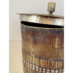 CONTENITORE  BRUTALISTA Celeste Gallinaro METALLO MARTELLATO COPERCHIO '60