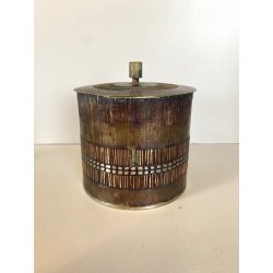 CONTENITORE  BRUTALISTA Celeste Gallinaro METALLO MARTELLATO COPERCHIO '60