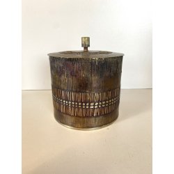 CONTENITORE  BRUTALISTA Celeste Gallinaro METALLO MARTELLATO COPERCHIO '60