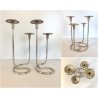 COPPIA PORTACANDELE MODERNISTA CANDELABRO ARGENTATO MID CENTURY MODERN '50