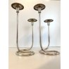 COPPIA PORTACANDELE MODERNISTA CANDELABRO ARGENTATO MID CENTURY MODERN '50