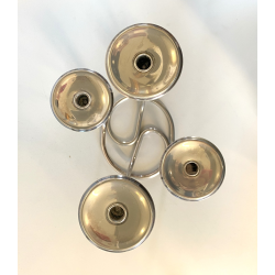 COPPIA PORTACANDELE MODERNISTA CANDELABRO ARGENTATO MID CENTURY MODERN '50