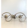 COPPIA PORTACANDELE MODERNISTA CANDELABRO ARGENTATO MID CENTURY MODERN '50