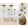 COPPIA PORTACANDELE MODERNISTA CANDELABRO ARGENTATO MID CENTURY MODERN '50