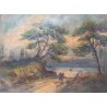 QUADRO P BIANCHI PAESAGGIO MARE MARINA BOSCO ALBERI EPOCA DIPINTO OLIO TAVOLA