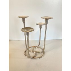 COPPIA PORTACANDELE MODERNISTA CANDELABRO ARGENTATO MID CENTURY MODERN '50