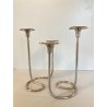 COPPIA PORTACANDELE MODERNISTA CANDELABRO ARGENTATO MID CENTURY MODERN '50