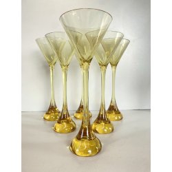 SET 6 BICCHIERI COCKTAIL MOD. Bouquet CRISTALLO Baccarat AMBRA 24cm/h ca. '70