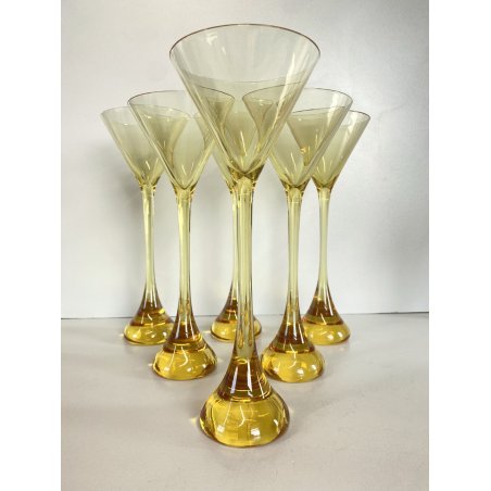 SET 6 BICCHIERI COCKTAIL MOD. Bouquet CRISTALLO Baccarat AMBRA 24cm/h ca. '70