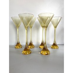 SET 6 BICCHIERI COCKTAIL MOD. Bouquet CRISTALLO Baccarat AMBRA 24cm/h ca. '70