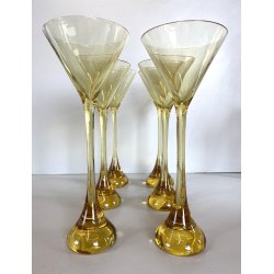 SET 6 BICCHIERI COCKTAIL MOD. Bouquet CRISTALLO Baccarat AMBRA 24cm/h ca. '70