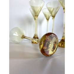 SET 6 BICCHIERI COCKTAIL MOD. Bouquet CRISTALLO Baccarat AMBRA 24cm/h ca. '70
