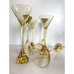 SET 6 BICCHIERI COCKTAIL MOD. Bouquet CRISTALLO Baccarat AMBRA 24cm/h ca. '70