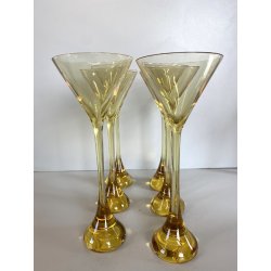 SET 6 BICCHIERI COCKTAIL MOD. Bouquet CRISTALLO Baccarat AMBRA 24cm/h ca. '70