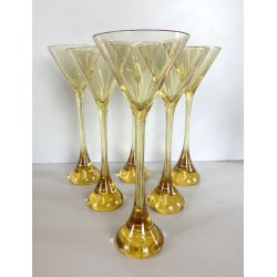 SET 6 BICCHIERI COCKTAIL MOD. Bouquet CRISTALLO Baccarat AMBRA 24cm/h ca. '70