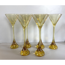 SET 6 BICCHIERI COCKTAIL MOD. Bouquet CRISTALLO Baccarat AMBRA 24cm/h ca. '70