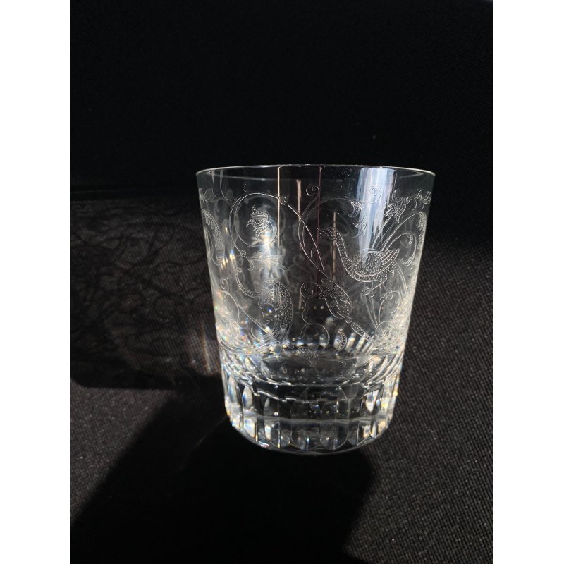 SET 6 BICCHIERI MOD Parme TUMBLER BASSO CRISTALLO BACCARAT DECORO INCISO 9,8cm/h