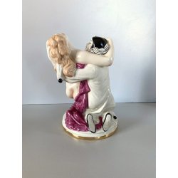 SCULTURA STATUINA CERAMICA POLICROMA Fabris PIERROT DONNA NUDO EROTICO ART DECO