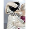 SCULTURA STATUINA CERAMICA POLICROMA Fabris PIERROT DONNA NUDO EROTICO ART DECO
