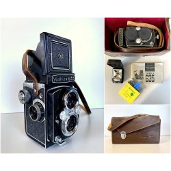FOTOCAMERA YASHICA 635  REFLEX 6X6-35mm Yashikor 80mm f/3.5 BORSA CONVERSION KIT
