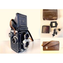 FOTOCAMERA YASHICA 635  REFLEX 6X6-35mm Yashikor 80mm f/3.5 BORSA CONVERSION KIT