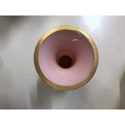 VASO VINTAGE VETRO Murano F.lli Ferro ANFORA ROSA OPALINE ORO NEOCLASSICO 40cm/h
