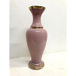 VASO VINTAGE VETRO Murano F.lli Ferro ANFORA ROSA OPALINE ORO NEOCLASSICO 40cm/h