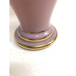 VASO VINTAGE VETRO Murano F.lli Ferro ANFORA ROSA OPALINE ORO NEOCLASSICO 40cm/h