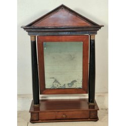 ANTICA PSICHE a TEMPIO SPECCHIO da TAVOLO BASCULANTE CASSETTO LEGNO NOCE IMPERO