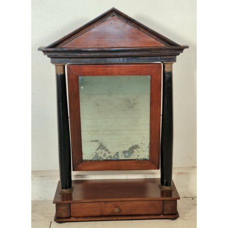 ANTICA PSICHE a TEMPIO SPECCHIO da TAVOLO BASCULANTE CASSETTO LEGNO NOCE IMPERO