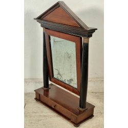 ANTICA PSICHE a TEMPIO SPECCHIO da TAVOLO BASCULANTE CASSETTO LEGNO NOCE IMPERO