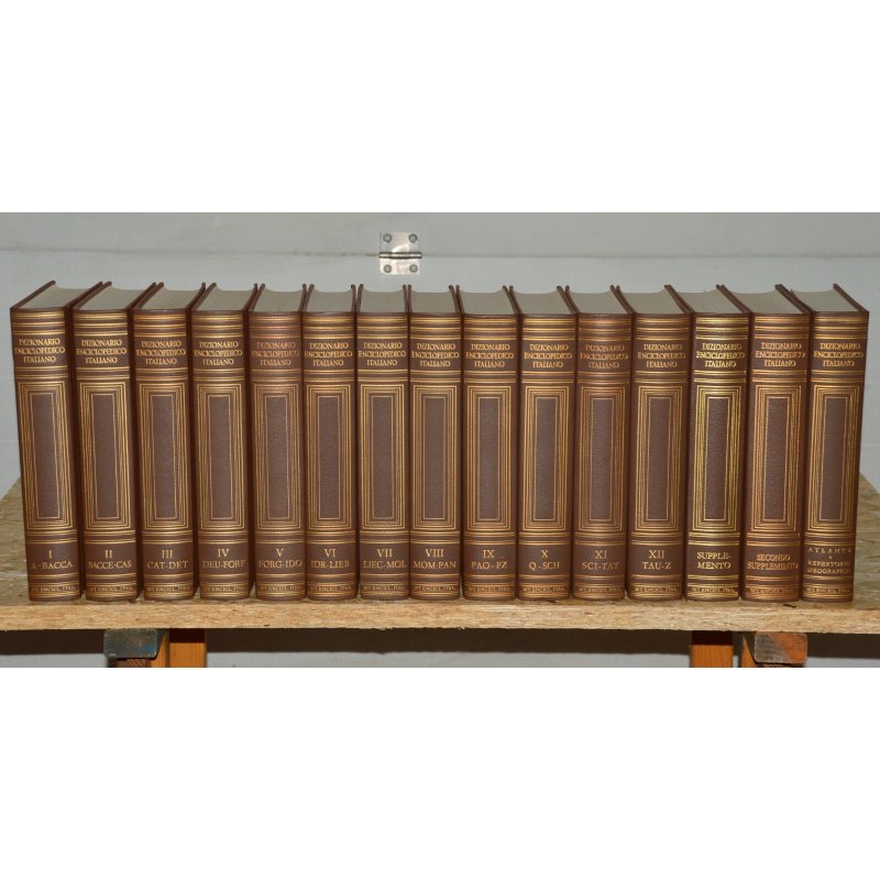 ANTICO DIZIONARIO ENCICLOPEDICO Treccani 15 LIBRI epoca 1970 Atlante Geografico