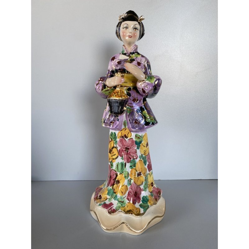 SCULTURA STATUINA FIGURA ORIENTALE CERAMICA POLICROMA Artenova 14