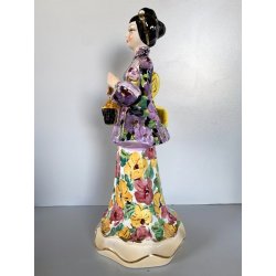SCULTURA STATUINA FIGURA ORIENTALE CERAMICA POLICROMA Artenova 14