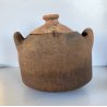 ANTICA OLLA TERRACOTTA VASO BIANSATO con COPERCHIO BERBERO OTTOMANO XIX sec